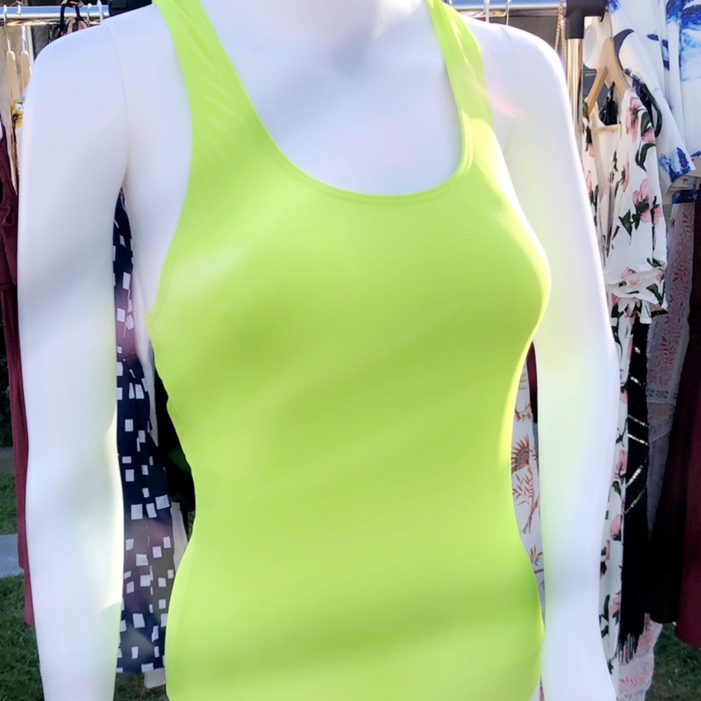 Neon one piece bathing suit